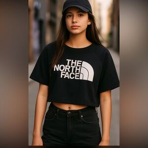 The North Face Black Cropped Logo Top Women’s M Medium Short Sleeve